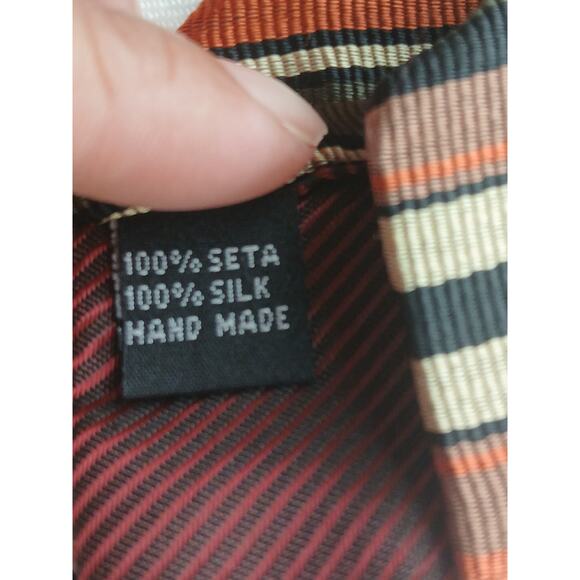 FABIO FERRETTI, Designer Dress Tie, Striped Fall Colors, 100% Silk, Italian vtg - Picture 5 of 7